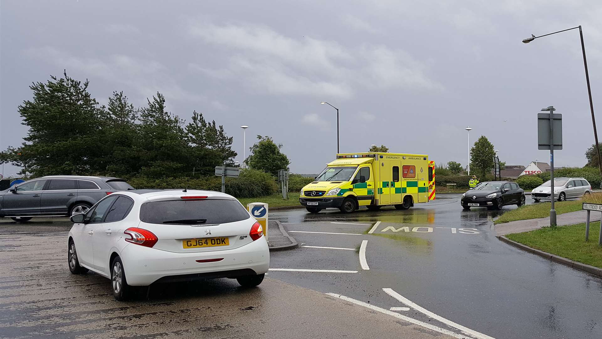 Traffic was held up at Tesco roundabout, Thanet Way, in Whitstable