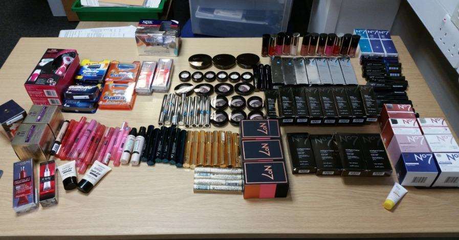 Cosmetics and razor blades were seized by police