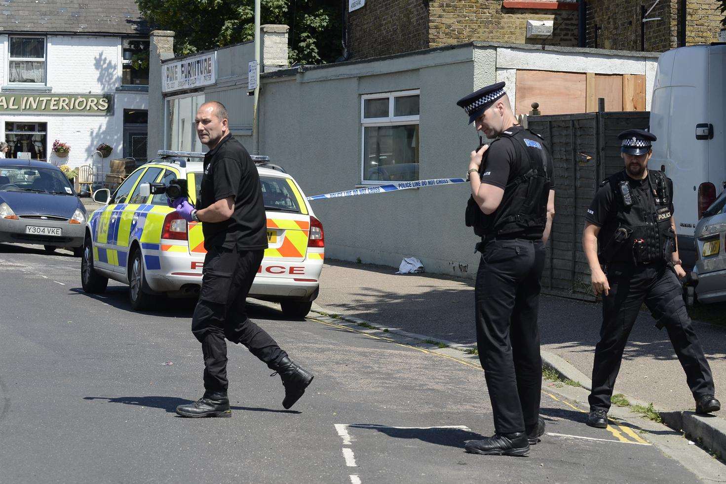 Officers at the scene in South Road
