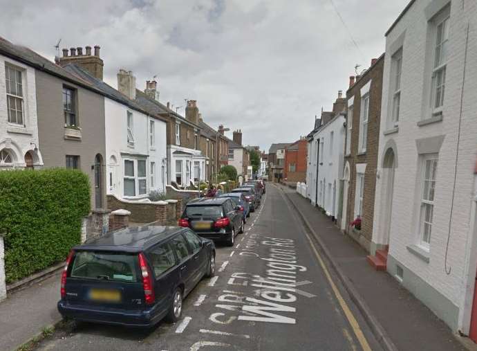 Cars were scratched in Wellington Road, Deal. Picture: Google Maps