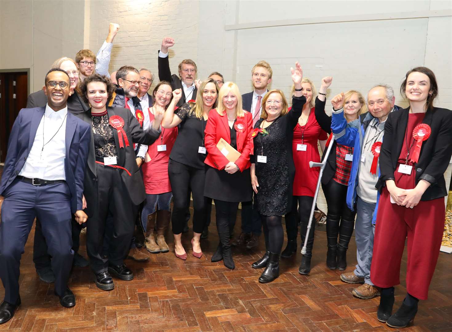 Rosie Duffield and her team celebrate victory at the 2019 General Election