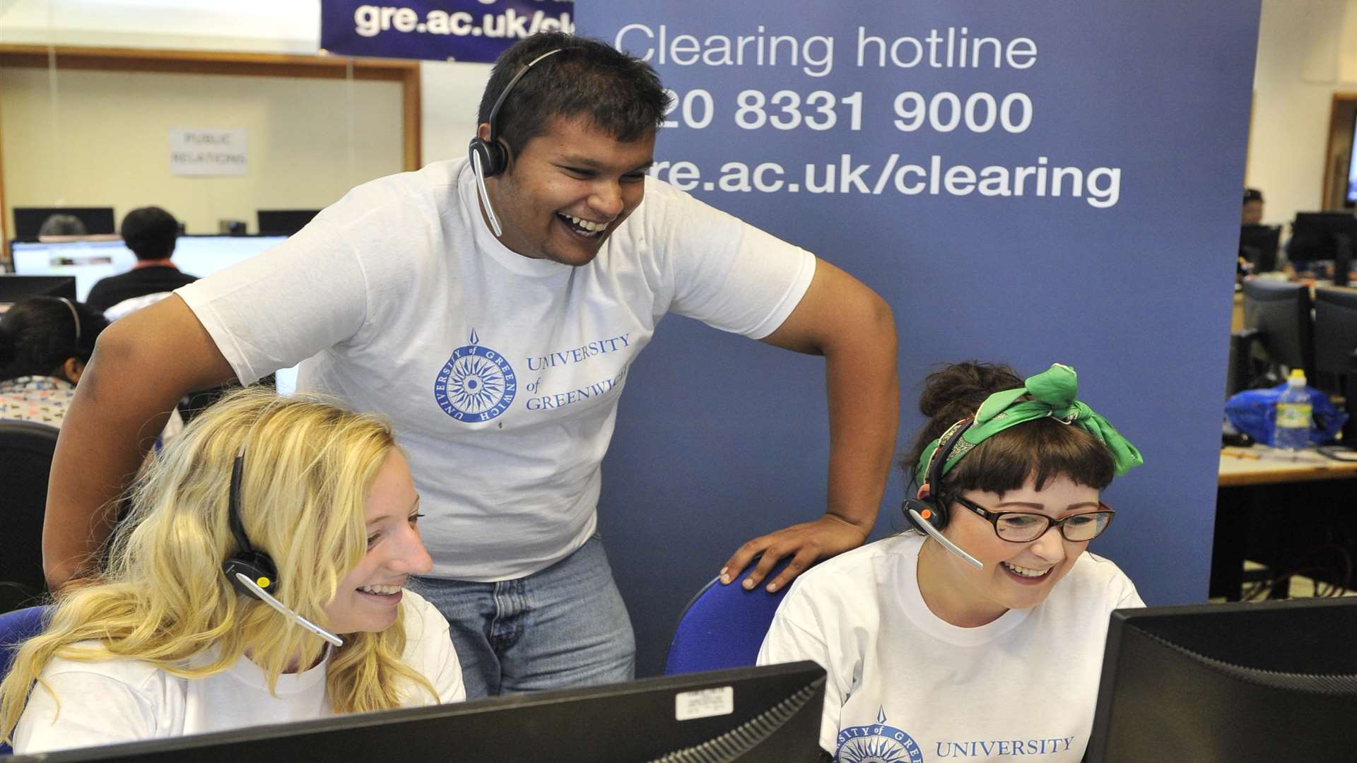 Clearing hotline staff in action at the University of Greenwich at Medway