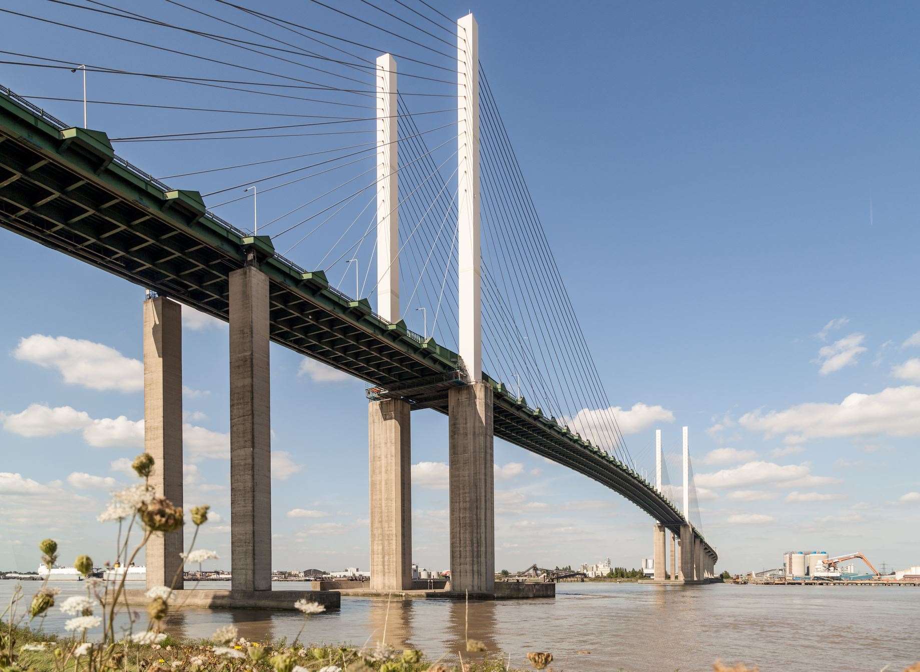 Emergency services remain at the scene of the incident on the Dartford Crossing