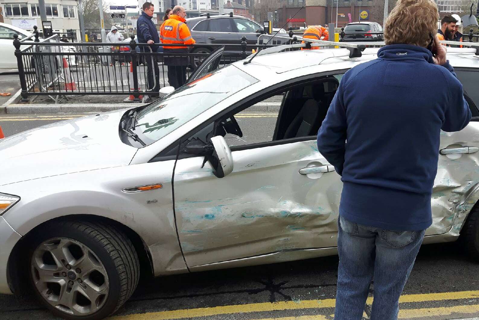 A car was damaged in the crash