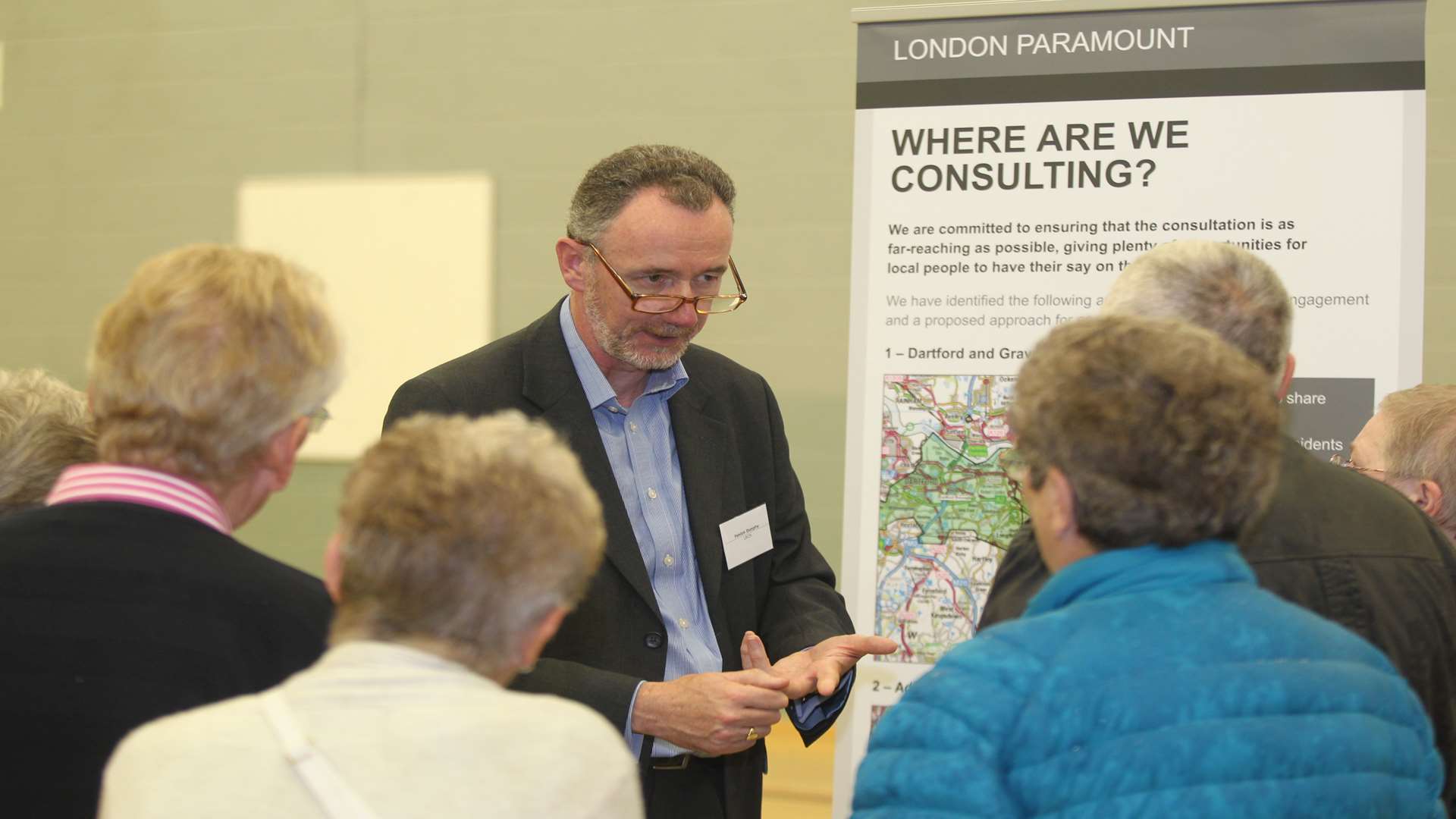 Fenlon Dunphy speaks to visitors at a consultation
