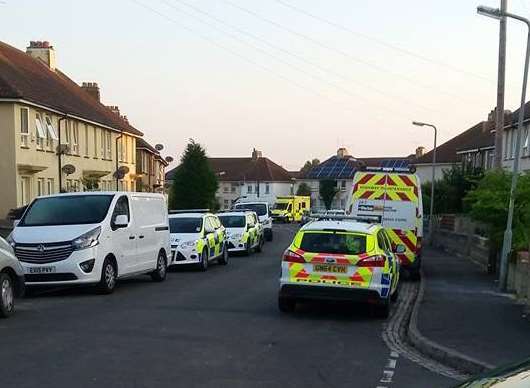 Police and paramedics at the scene in Poplar Avenue