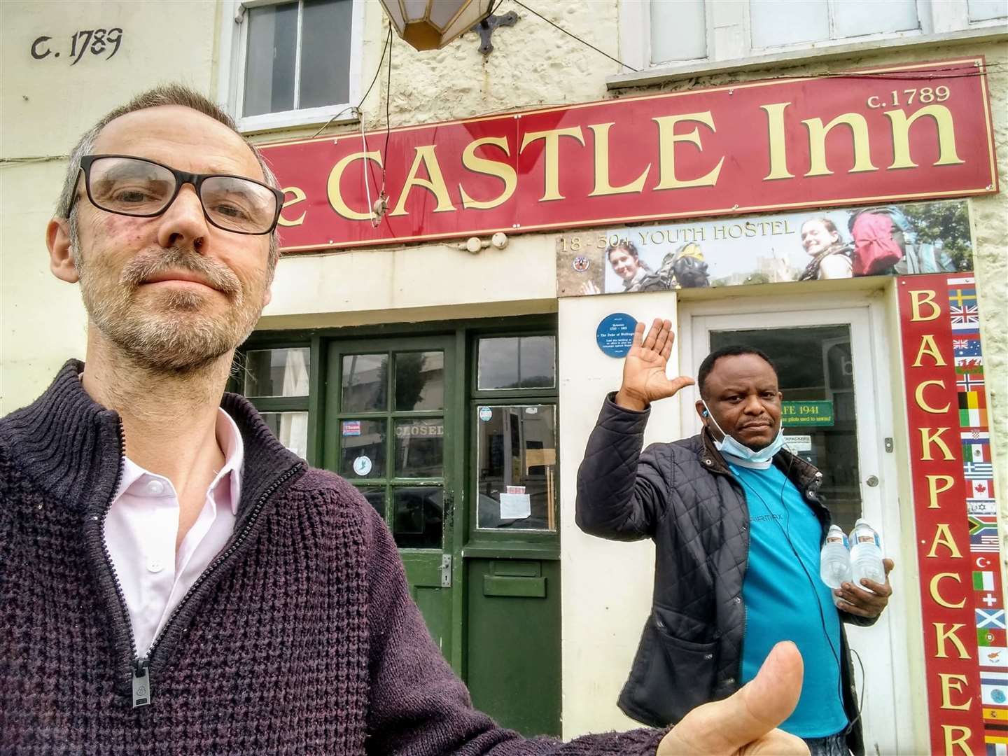 Castle Inn owner Paul McMullan with nurse Julius Iyamu who is staying there while he works at Deal Hospital as part of the wider covid effort. Picture Paul McMullan