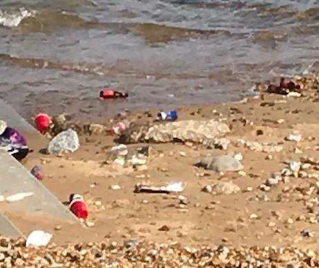 Litter on Dover Beach last month. Picture: Peter Sherred.