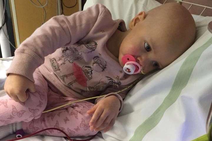 Ruby, two, tired after ongoing treatment which has not been as effective as parents Vikki and Rob hoped.