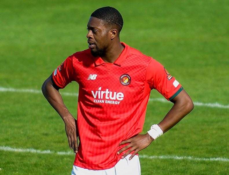 Rakish Bingham made his first Ebbsfleet appearance since March last weekend, playing the last half an hour of the FA Trophy defeat to Bishop's Stortford. Picture: Ed Miller/EUFC