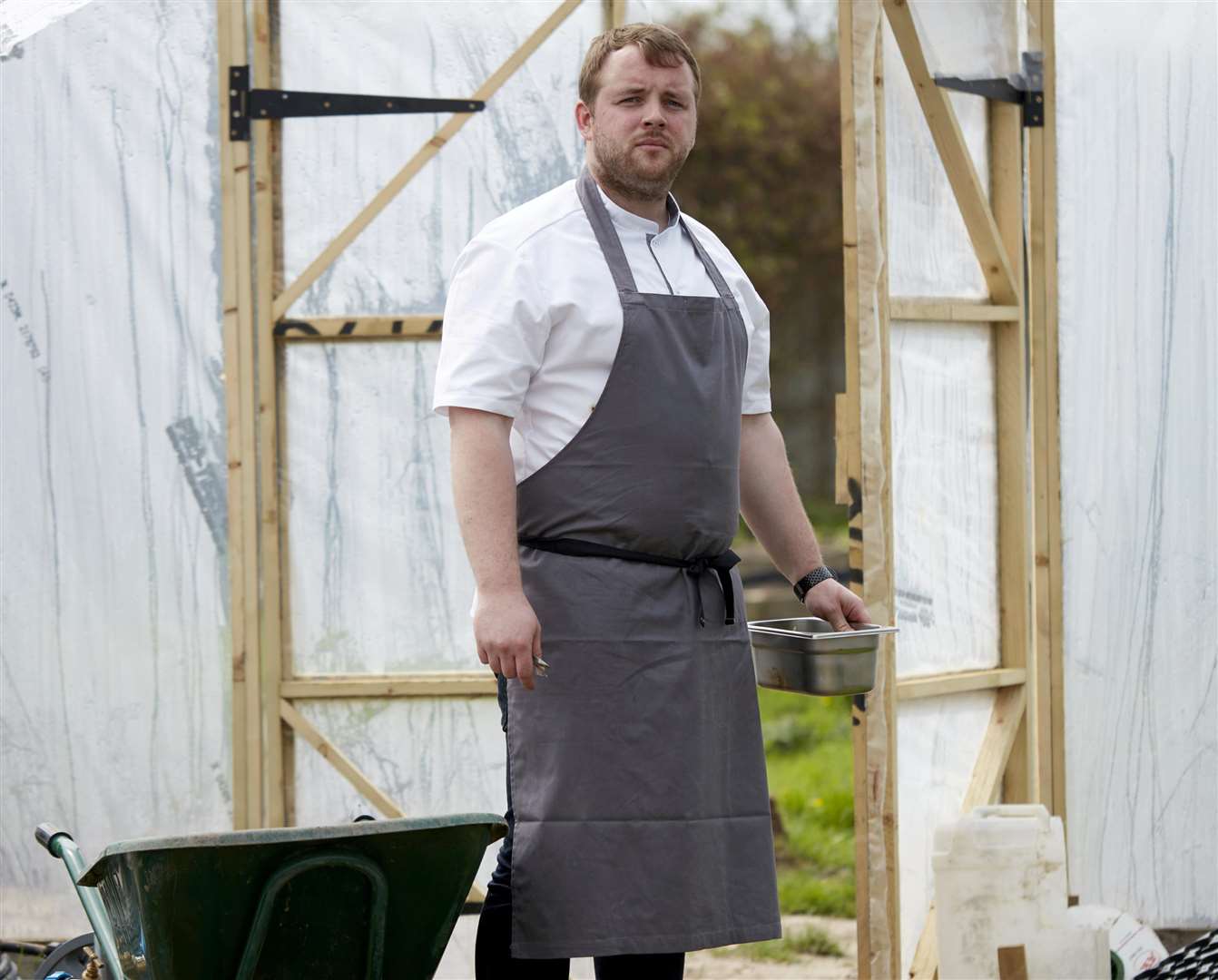 Most of the food served at chef Will Devlin's restaurant is grown on his small holding. Picture: SWNS