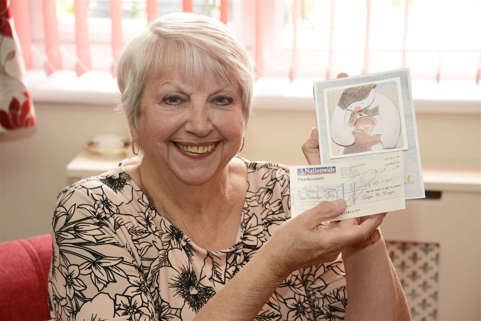 Herne Bay Myra Mizon has been re united with a Christmas card she sent eight years ago. Picture: Paul Amos
