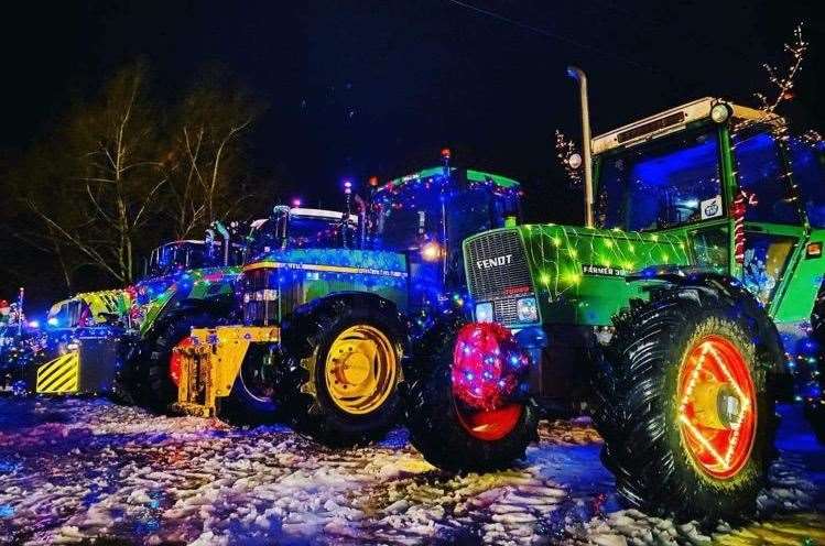 A festive tractor run was held last Sunday. Picture: Weald of Kent Young Farmers