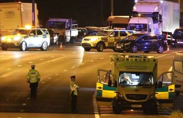 A man in his 20s was killed after being hit by a van on the A2 at Gravesend. Picture: UKNiP