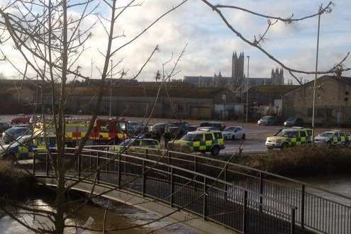 The river is searched after a man was spotted in the water. Picture: @kic_canterbury