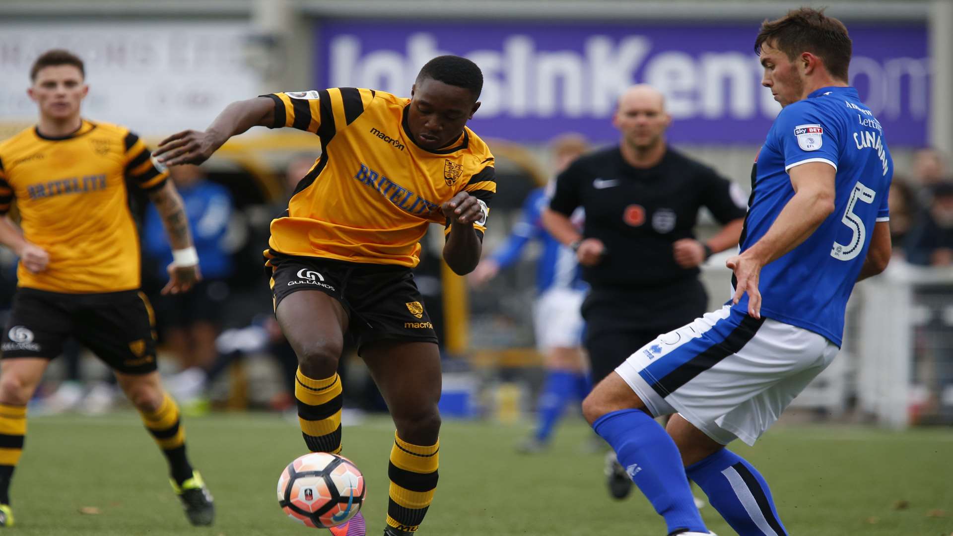 Jamar Loza shows quick feet against the League 1 visitors Picture: Andy Jones