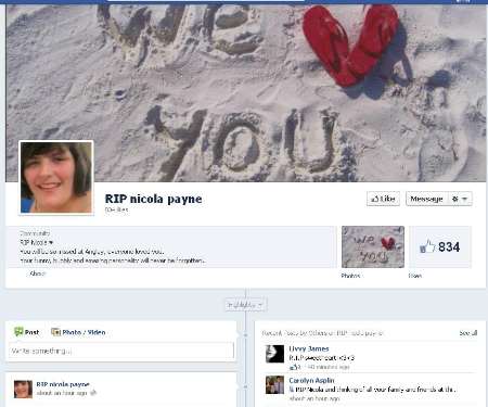 Facebook group in memory of Nicky Payne