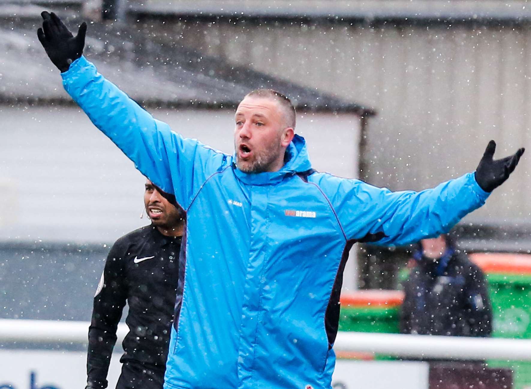 Maidstone boss Jay Saunders gets animated on the touchline Picture: Matthew Walker