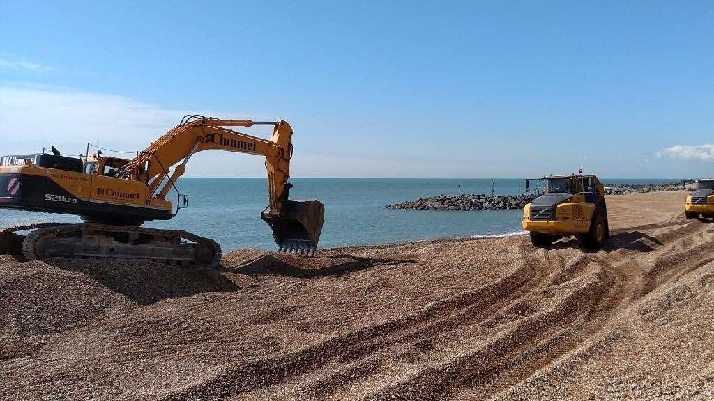Work is being carried out to improve flood defences on the coast in Medway, Folkestone and the Isle of Sheppey
