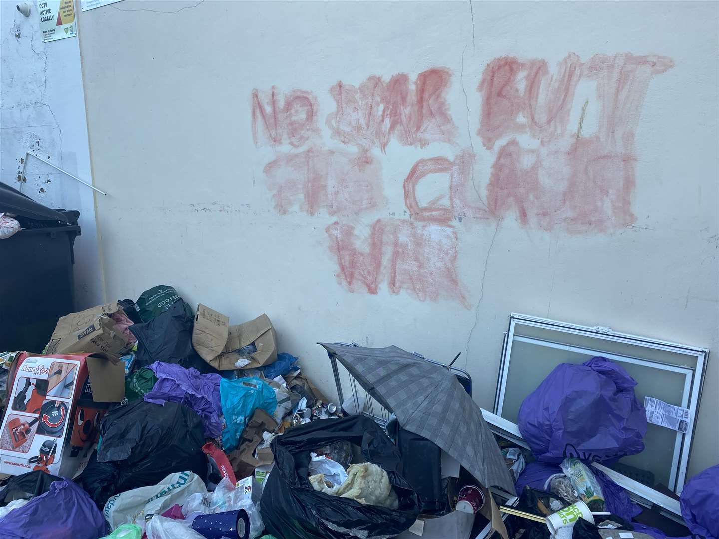 Graffiti reads 'No War but the Class War'