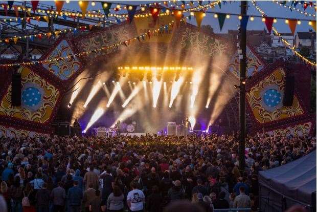 Thousands watch as Placebo take to the Scenic Stage at Dreamland. Picture: Katie Stokes/Dreamland Margate