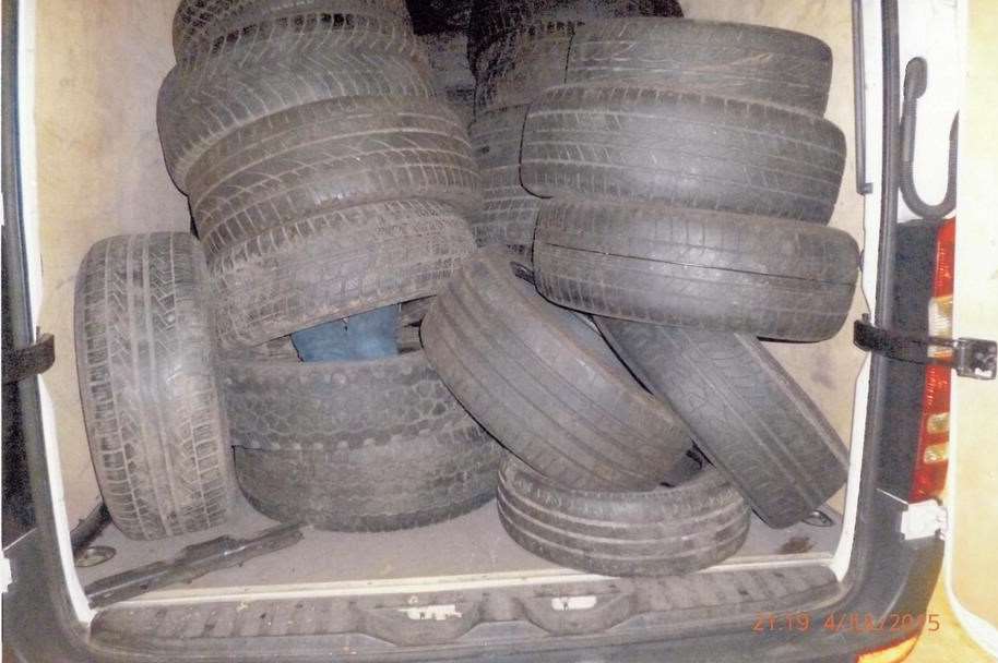 The immigrants were found inside tyres in the van