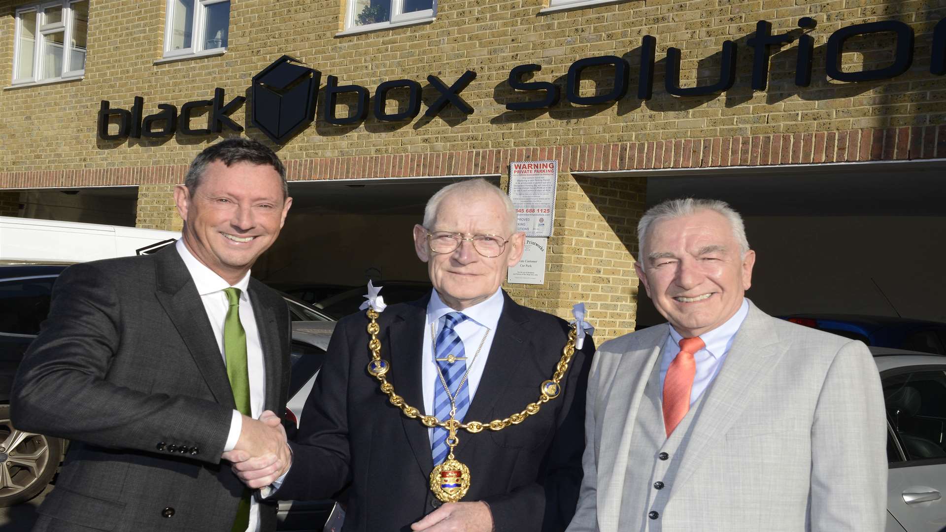From left, Blackbox Solutions managing director Colin Griffin, the Mayor of Maidstone, Cllr Daniel Moriarty and Blackbox Solutions sales director Jonathan Devito