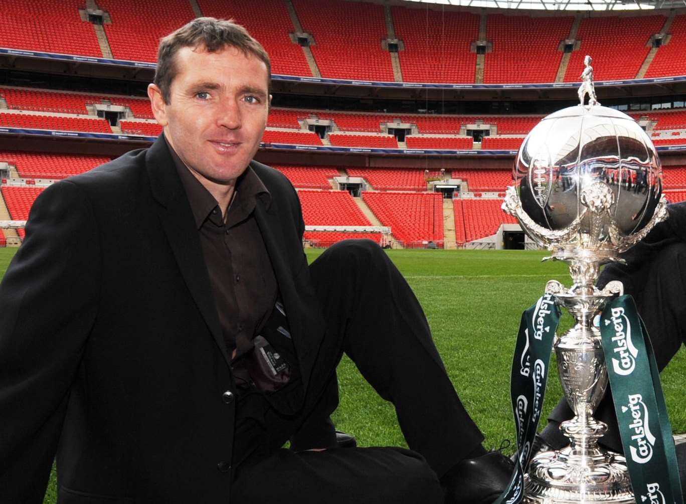 Paul McCarthy with the FA Trophy at Wembley Picture: Barry Goodwin