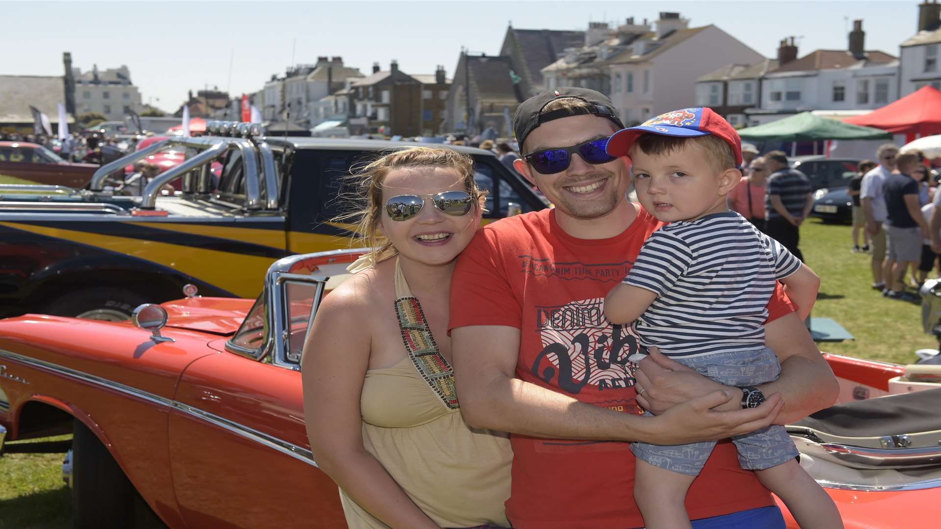 The Burridge family, Justina, Gary and two year old Josh at Deal Classic Motor Show