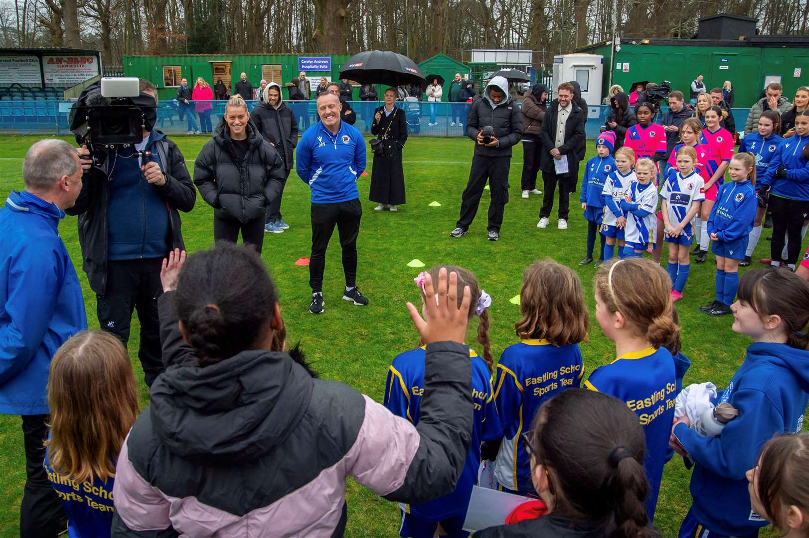 Alessia Russo takes questions from young players. Picture: Ian Scammell