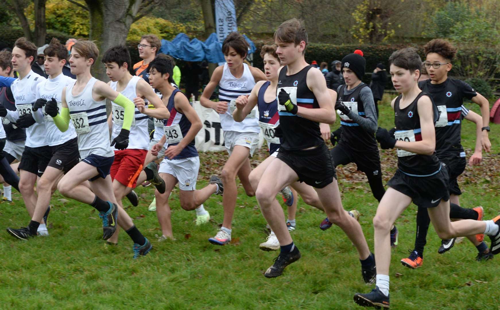 Runners in the under-15 boys' race make a dash for the front. Picture: Chris Davey (53364420)
