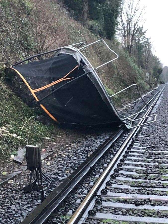 The trampoline on the tracks at Chelsfield. Picture: Southeastern