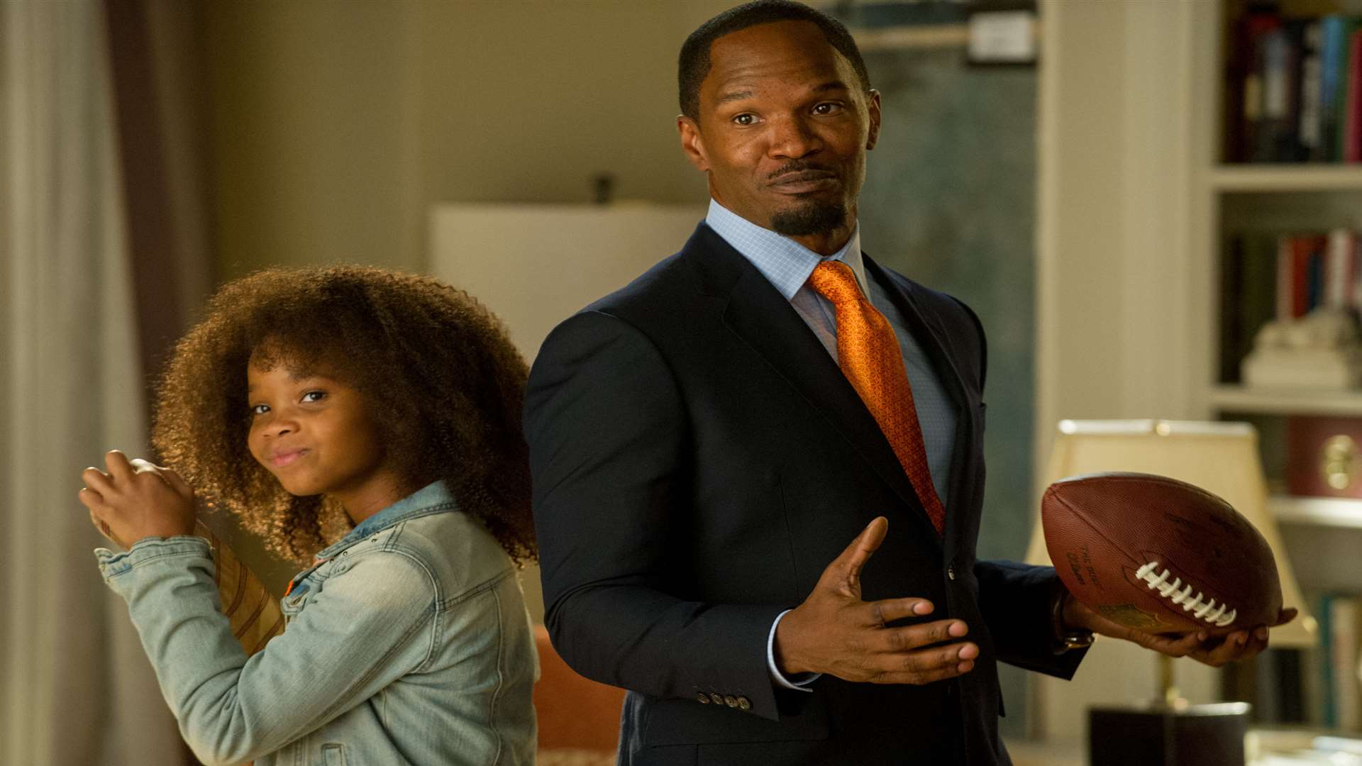 Annie (Quvenzhane Wallis) and Will Stacks (Jamie Foxx), in Annie. Picture: PA Photo/Handout/Sony Pictures/Barry Wetcher