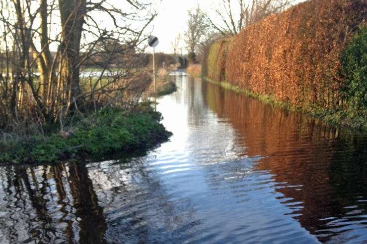 Flooded lanes around Ickham and Wickhambreaux