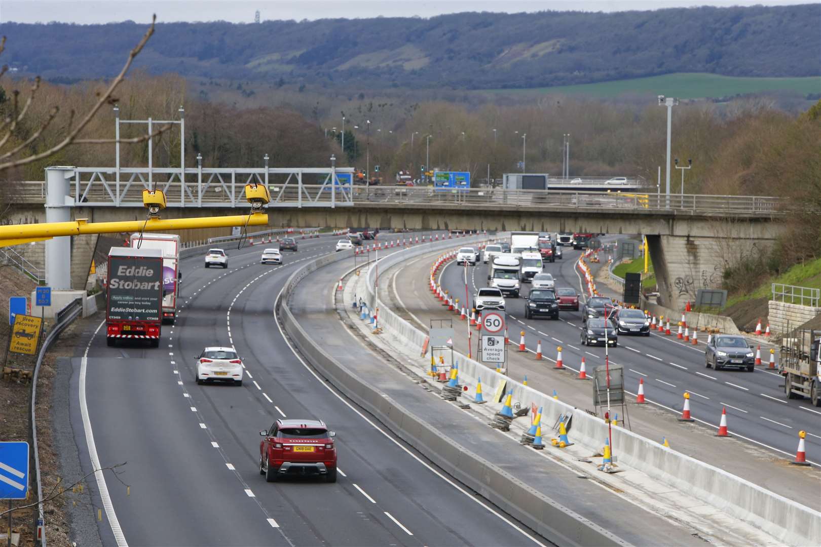 Work gets underway on the smart motorway, between junctions 5 & 4 on the M20, which is now completed