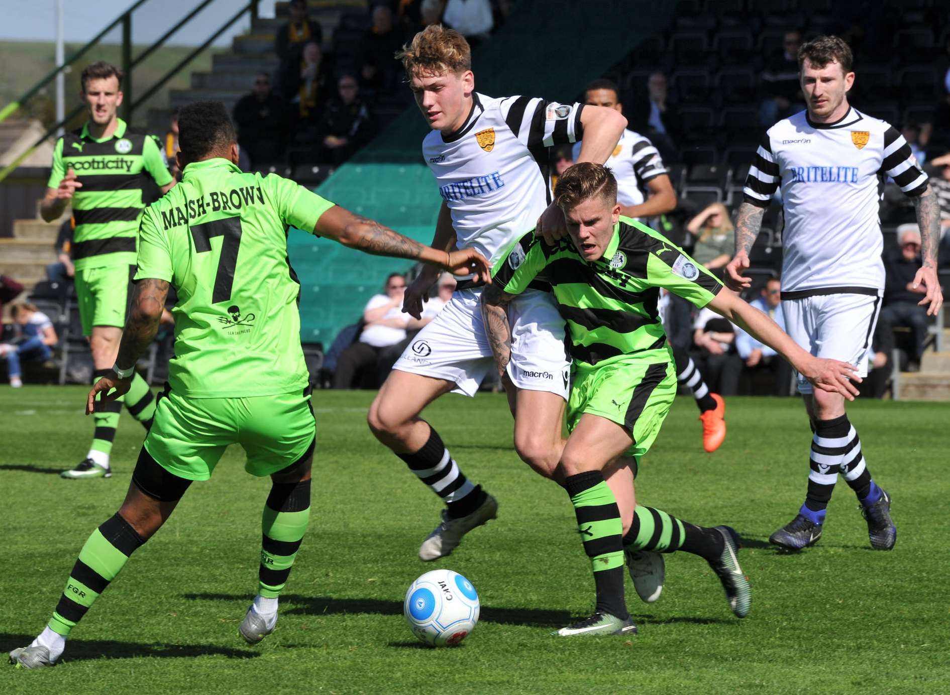 Harry Phipps gets stuck in against Forest Green Picture: Steve Terrell