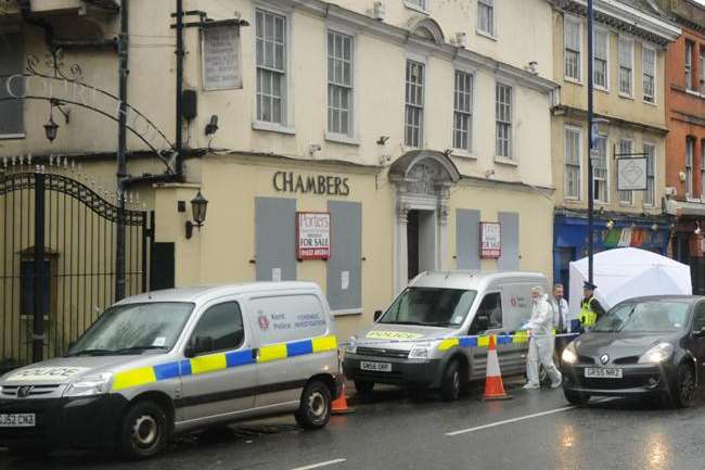 Police vehicles descended on the Maidstone town centre murder scene