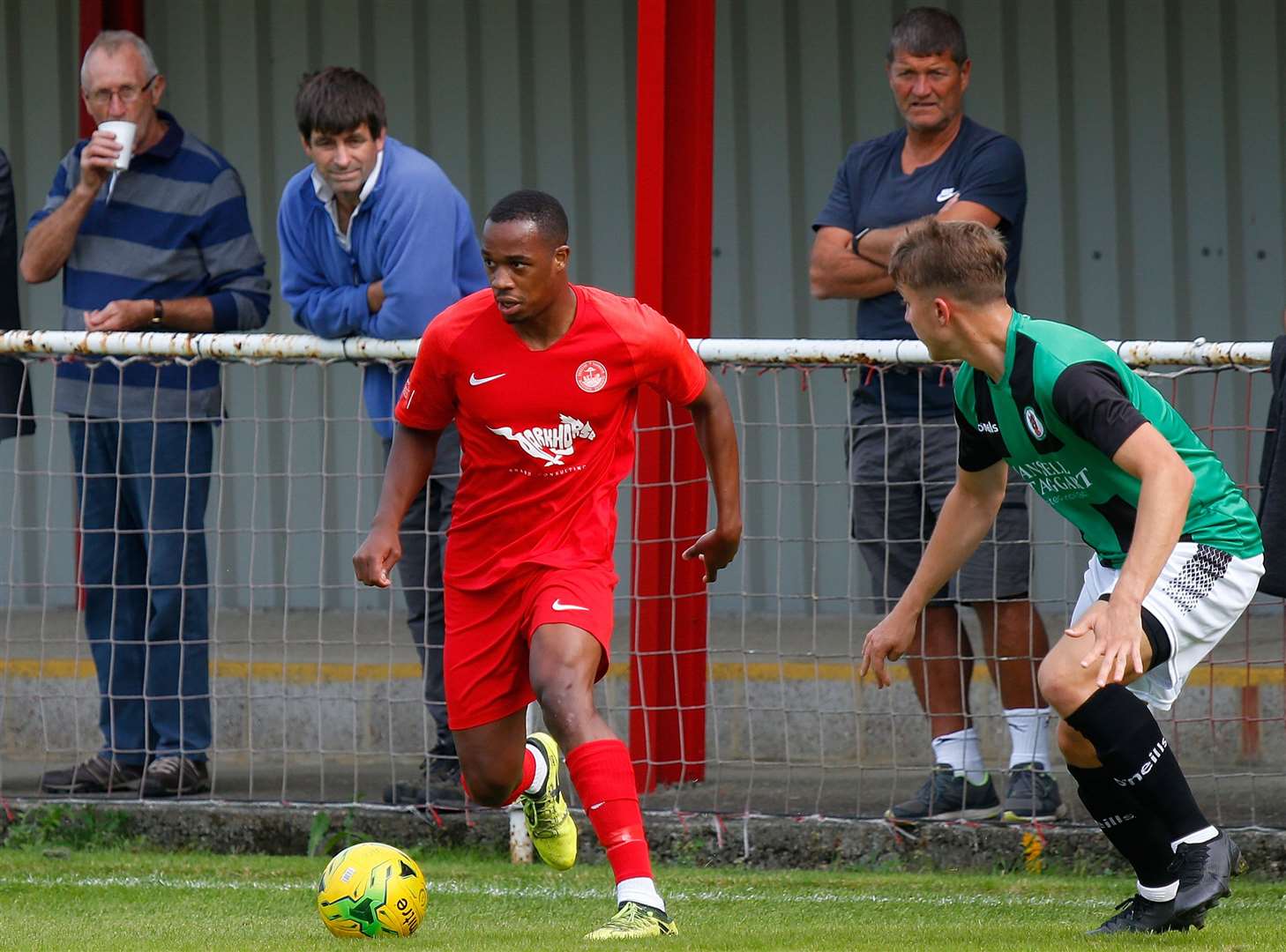 Hythe Town (red) - who play at step 4 - are one of the many football clubs that could potentially benefit from the Sports Winter Survival Package. Picture: Barry Goodwin (42328625)