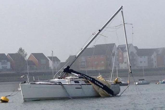 Several boats were reported as damaged after a dredger is said to have hit them in thick fog