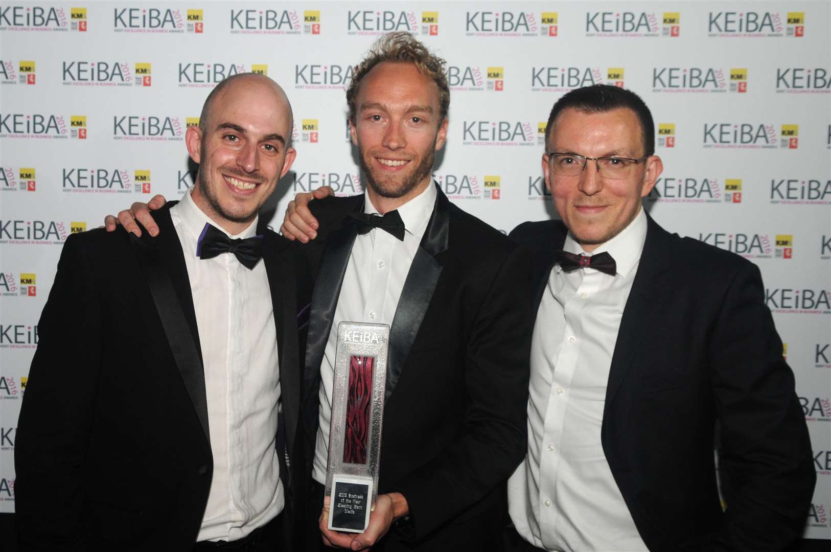 Anthony Klokkou, Luke Quilter and Mersudin Forbes of Sleeping Giant Media, which was named SME Business of the Year