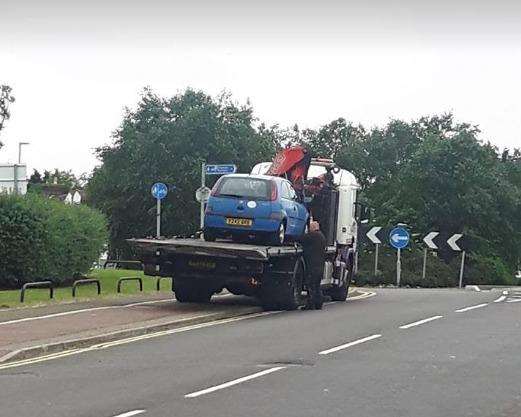 The car being removed