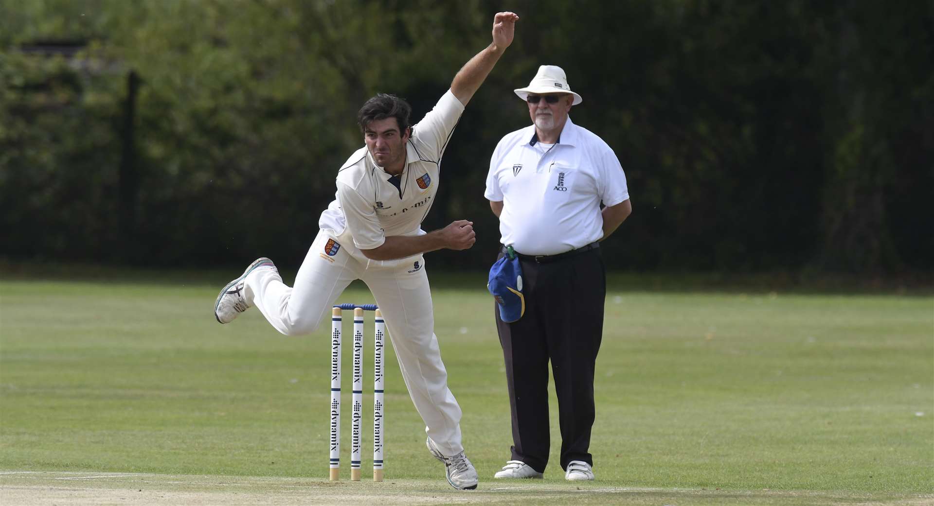 Grant Stewart in bowling action for Sandwich last summer Picture: Tony Flashman