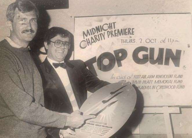 John Larcombe, right, at a midnight charity showing of Top Gun