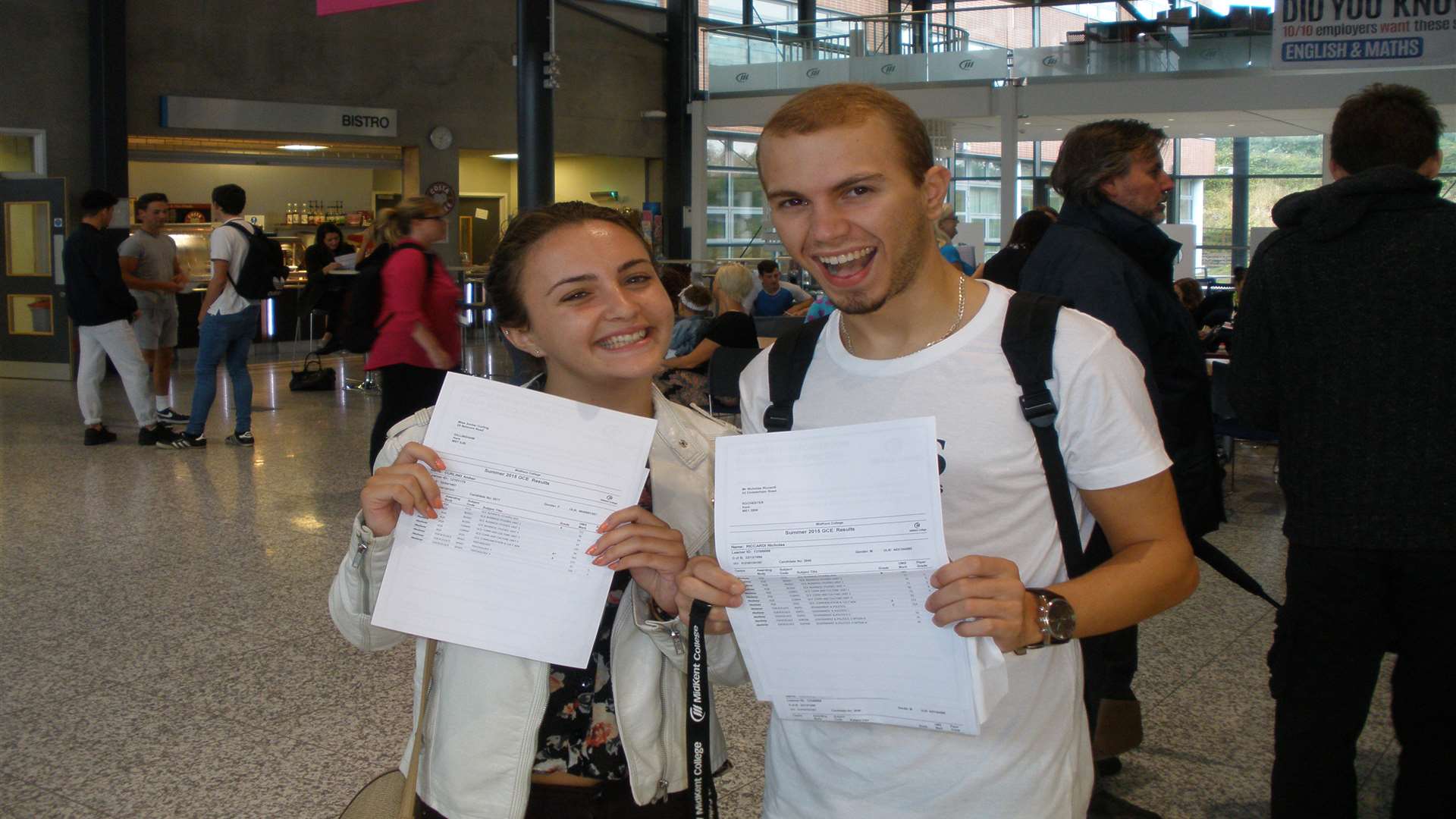 A-level students Amber Curling and Nicholas Riccardi from Mid Kent College