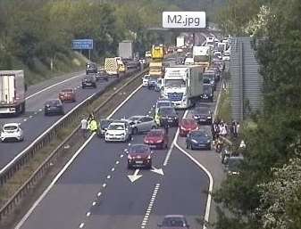 A Highways Agency still of the incident on the A2