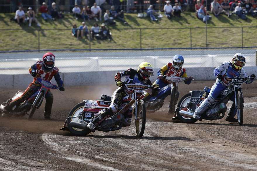 Kent Kings take on the American Touring Team in the opening speedway meeting at Central Park