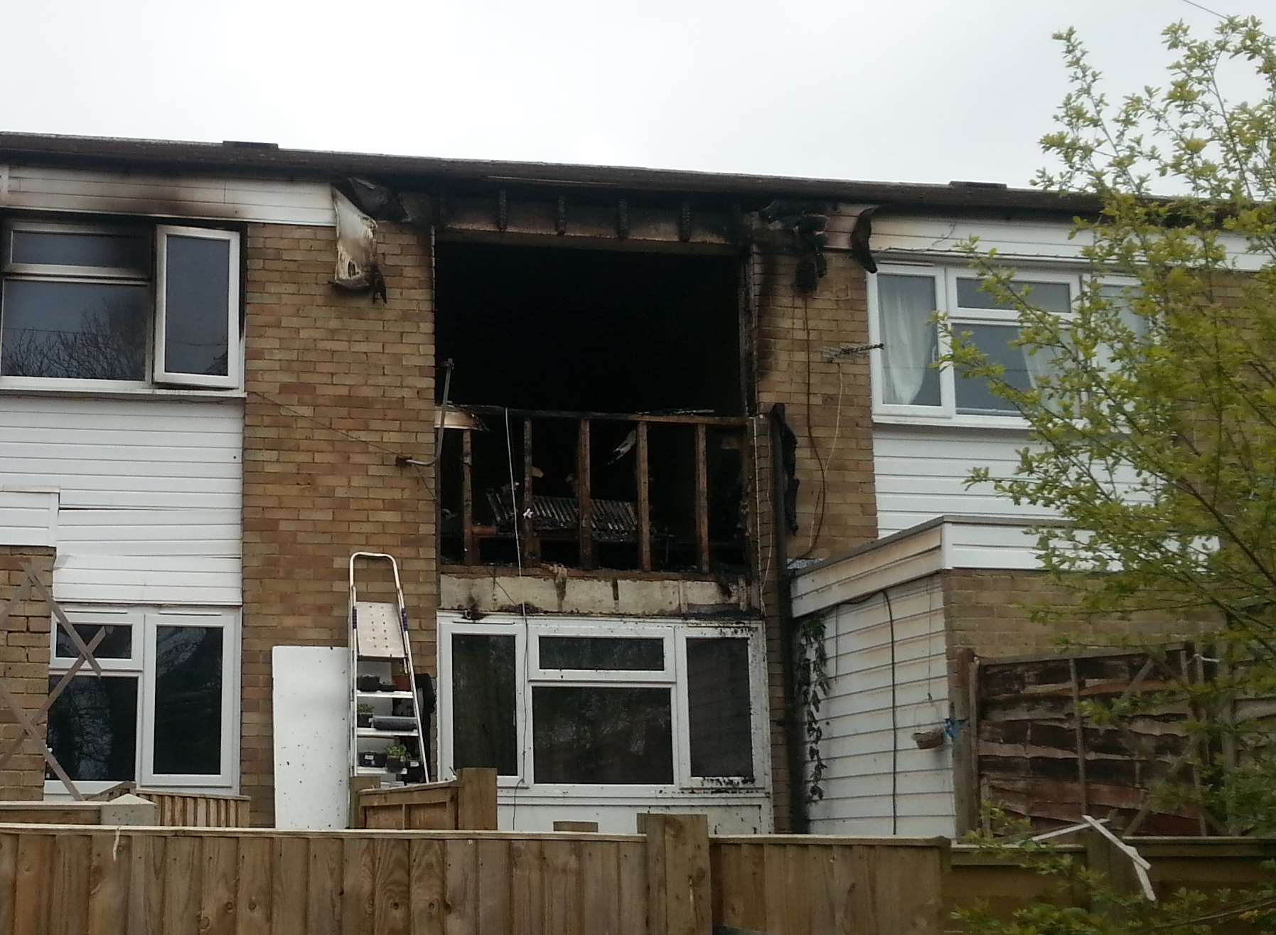 Fire damage to the terraced home