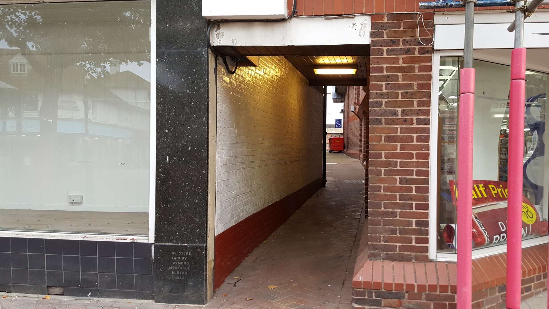 The passage links the High Street to the taxi rank outside Wilko