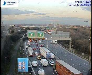 Queues at the Dartford Tunnel. Picture: Highways England (1297210)