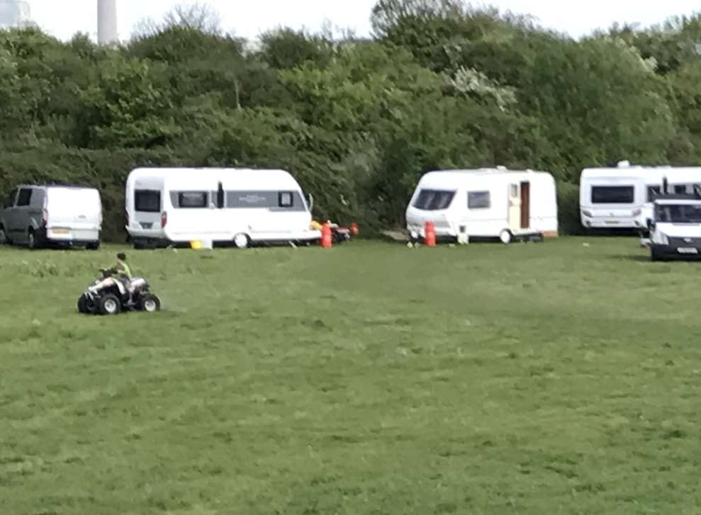 Travellers in Lower Rainham Road. Pic: Maz Laban.